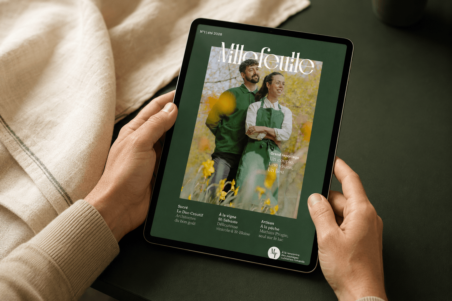 Millefeuille sur une tablette