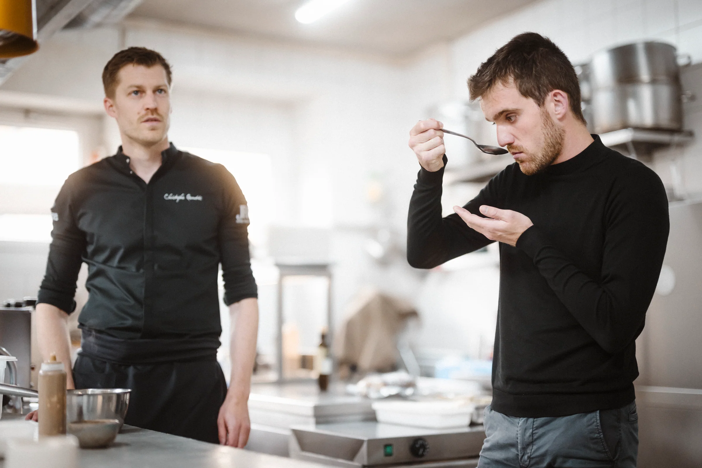 Deux cuisiniers dans leur cuisine